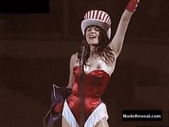 LUCY LAWLESS nude in Detroit Red Wings Game: National Anthem