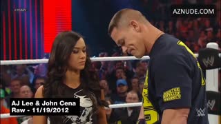 AJ LEE nude in WWE Monday Night RAW